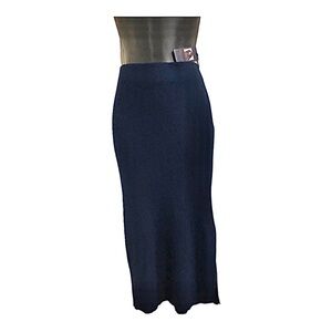 Rachel Roy navy blue ribbed sweater knit midi skirt size‎ large new